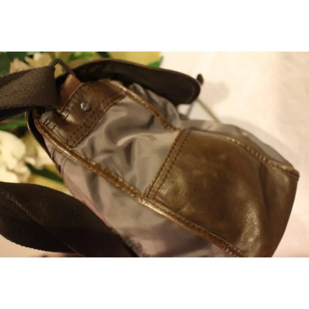 mens FOSSIL nylon leather double buckle soft briefcase (3000